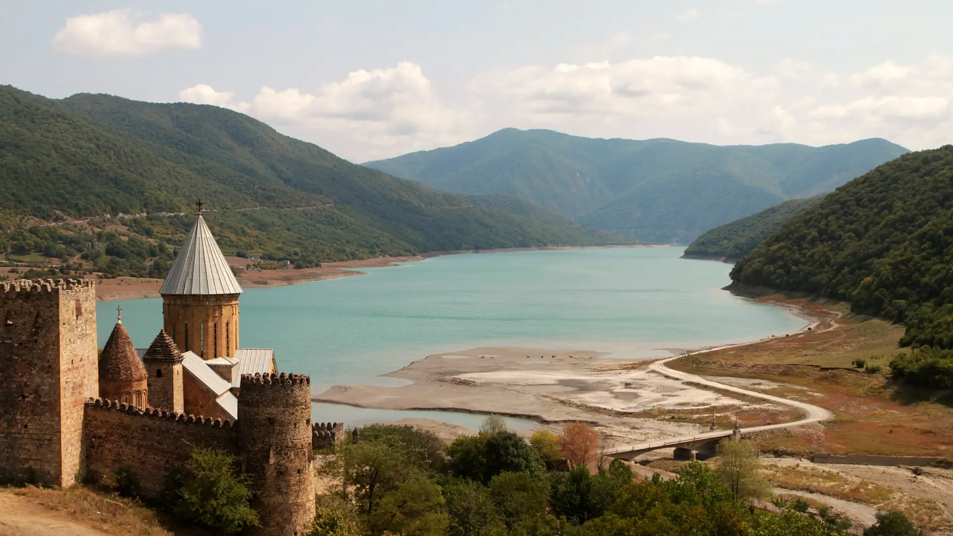 Ananuri Fortress above the Zhinvali Reservoir on the Georgian Military Road