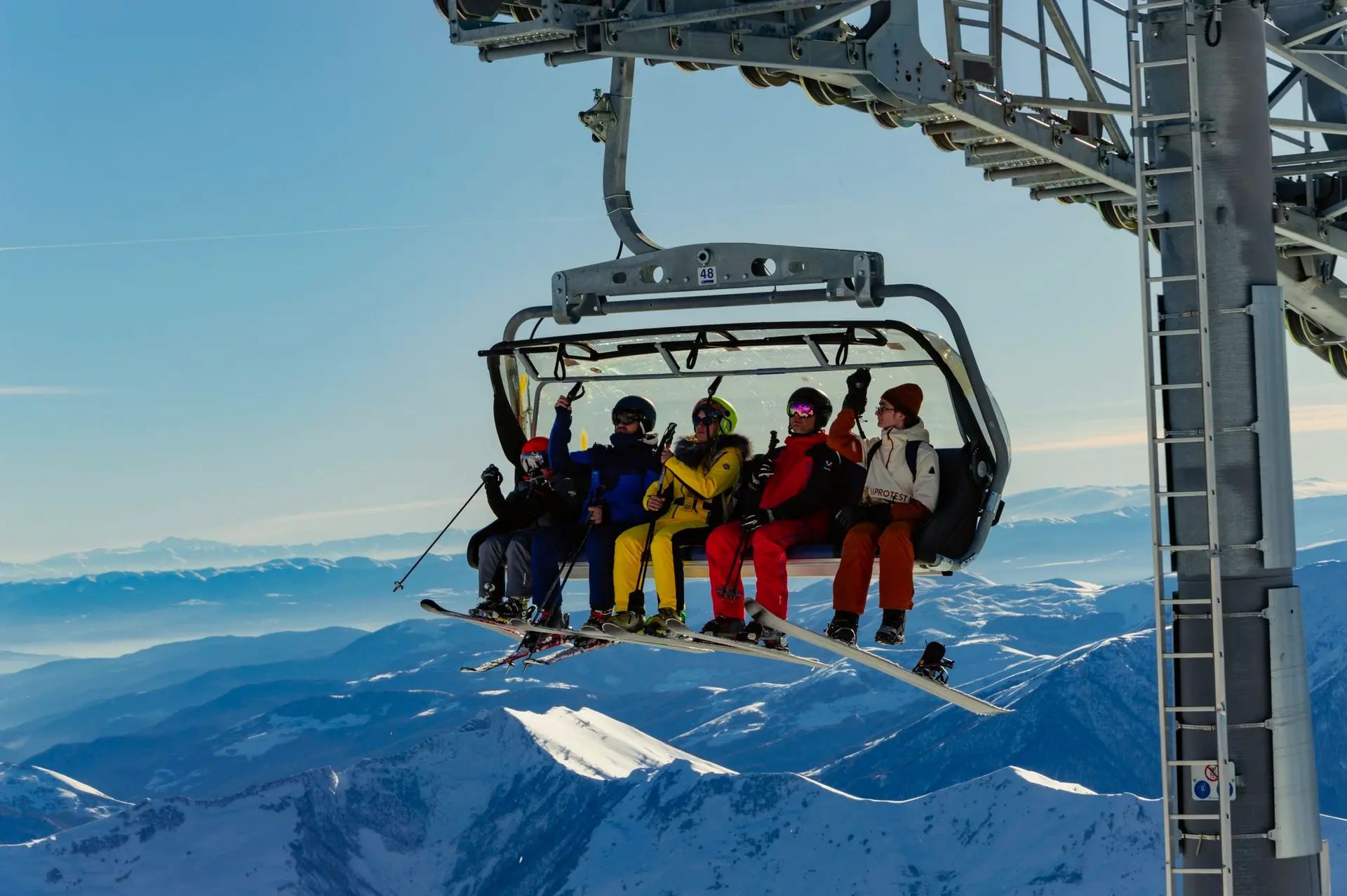 A chairlift over the slopes of Gudauri in winter