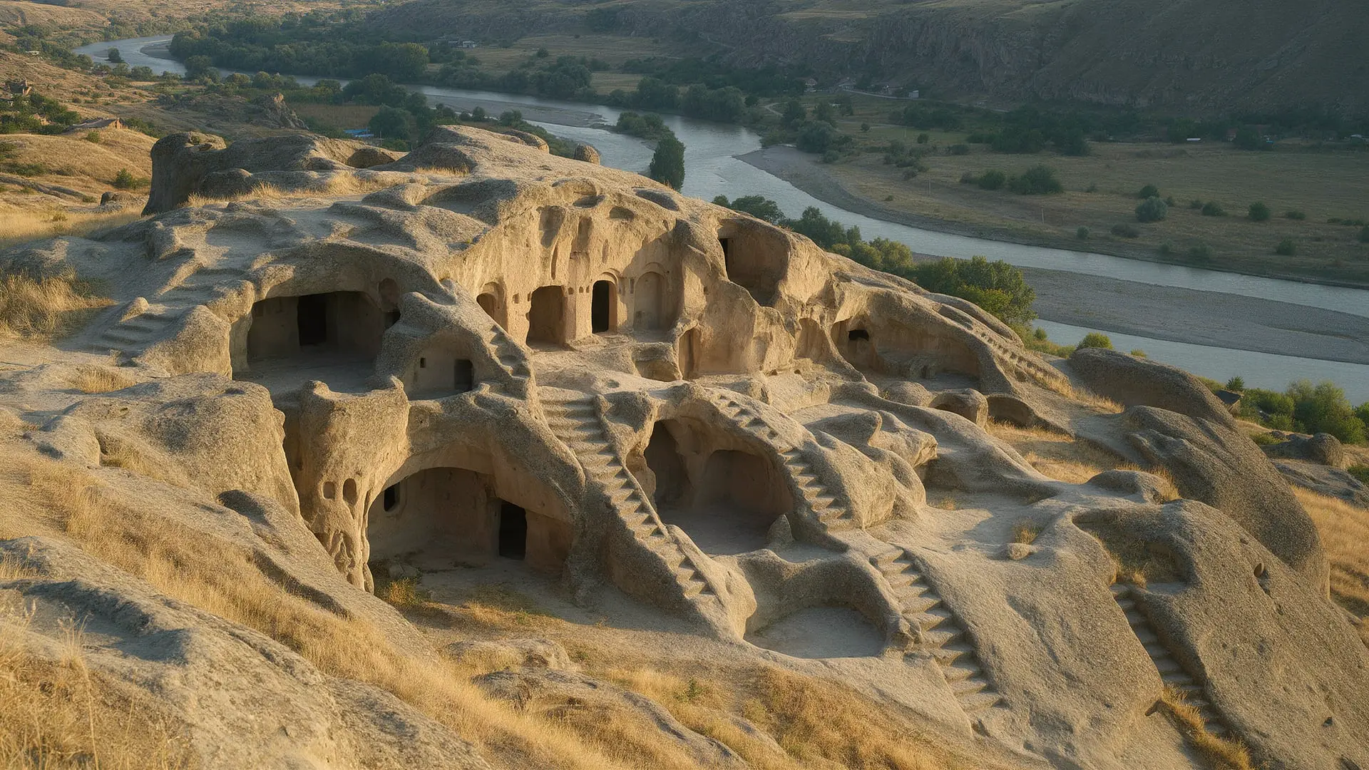 The cave town of Uplistsikhe above the Mtkvari river